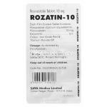 Rozatin-10 ロザチン、ジェネリッククレストール、ロスバスタチン10 mg 包装裏面